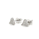 Silver Pavé Cubic Zirconia Heart Earrings