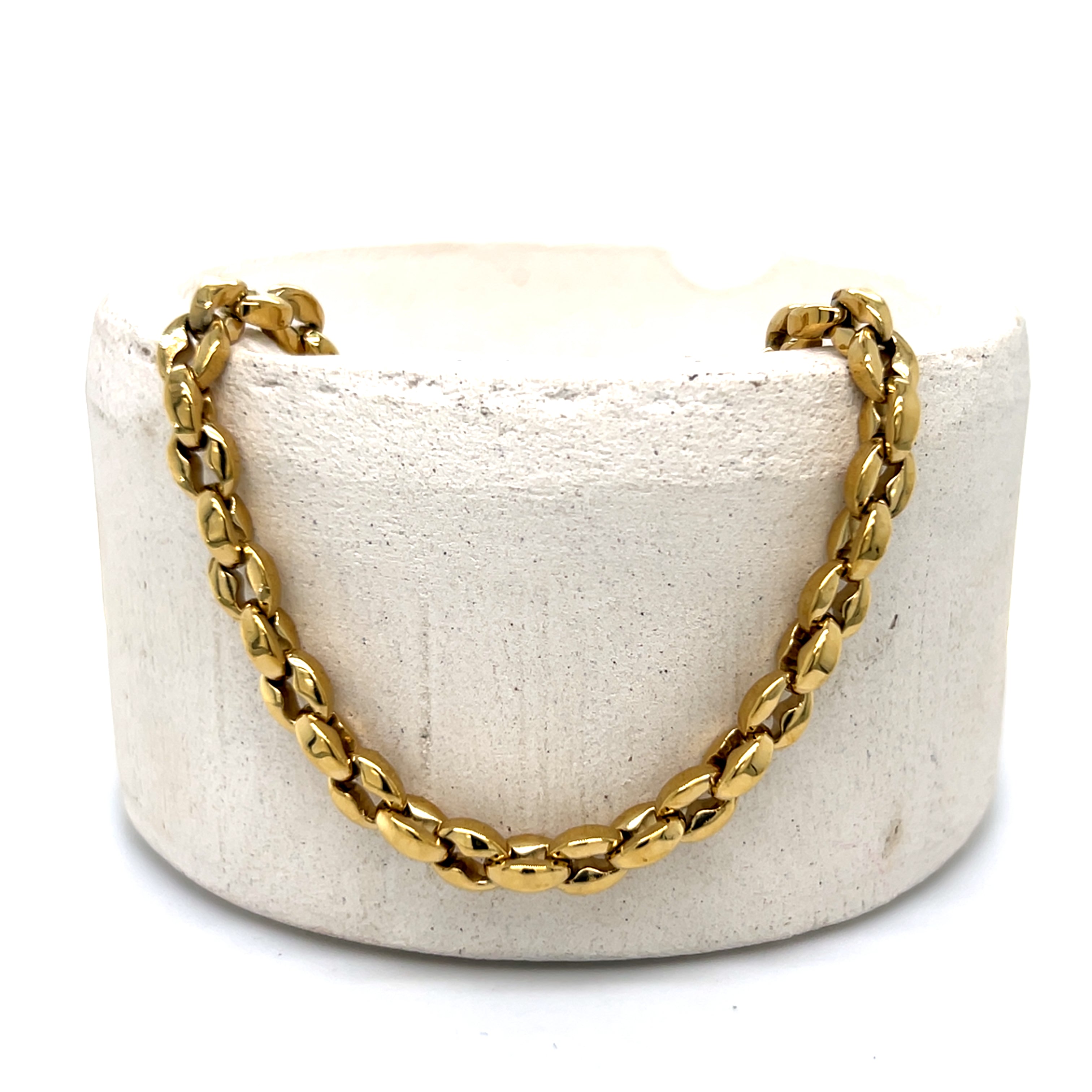 Men's Gold Plated Stainless Steel Handmade Oval Link Bracelet