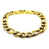 Stainless Steel Gold-IP 9.5mm Figaro Link Bracelet 8+0.5"