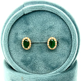Yellow Gold Emerald and Diamond Earrings