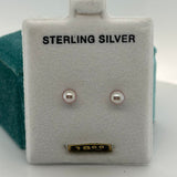 Silver 4mm Violet Pearl Earrings