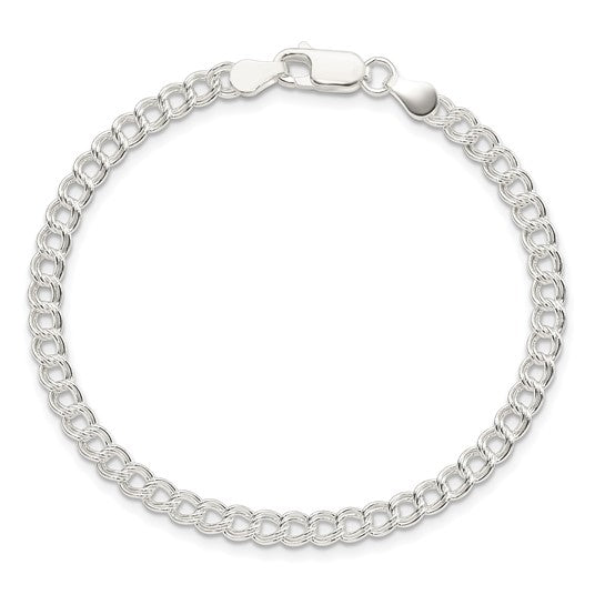 Sterling Silver 4.25mm Double Link Charm Bracelet 6"