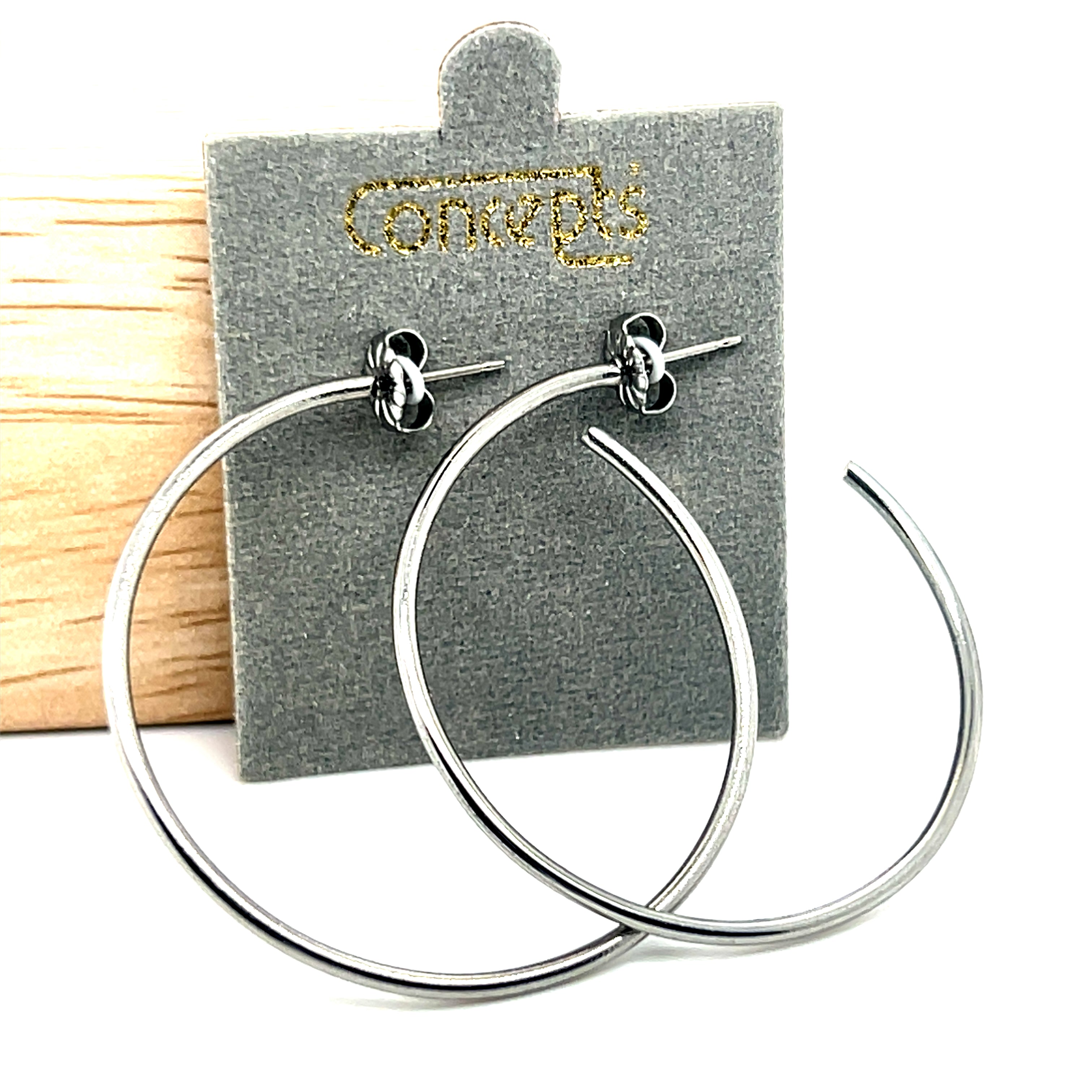 Concepts Silver-Tone 1 1/2" Post HP Allergy Free Earrings, Available online or in store at Wright’s Jewelry, Fallston, NC