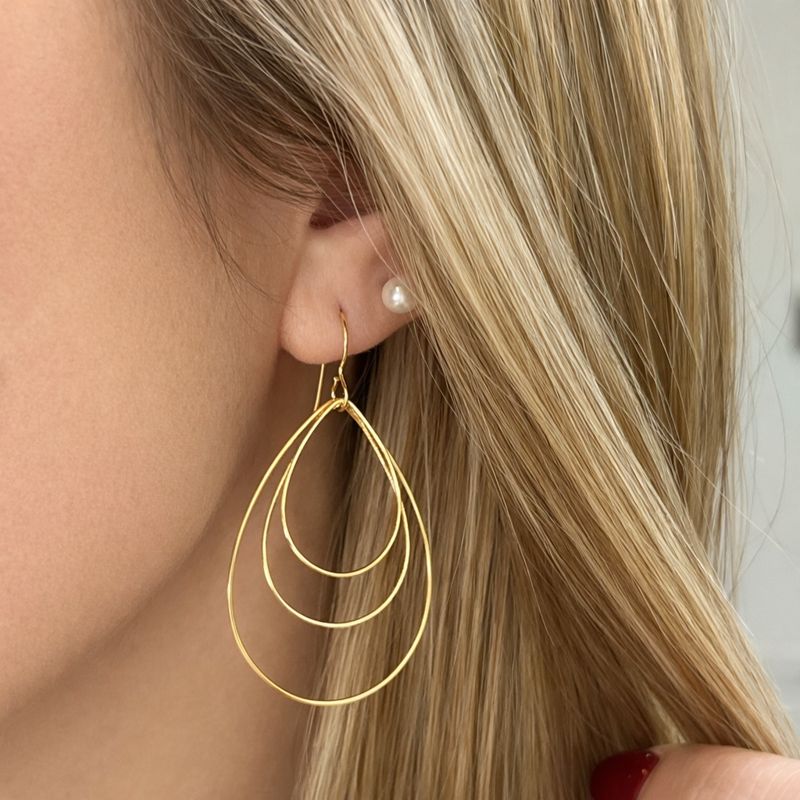 Sterling Silver Yellow Gold Plated Teardrop Earrings