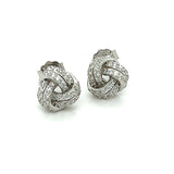 Sterling Silver Cubic Zirconia Pave Knot Earrings