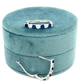Silver Created Blue and White Sapphire Hoop Huggie Earrings