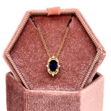 "Celia" WJS Custom Set14KY .02CT Diamond 0.75CT Oval Lab-Created Blue Sapphire Pendant