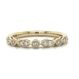 Yellow Gold Round Geometric Diamond Wedding Anniversary Stackable Fashion Ring
