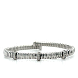 Silver Flex 3 Station Bangle with 0.12 Carat Total Weight Diamonds