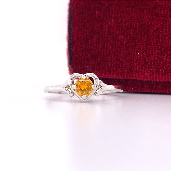 Silver November Birthstone Ring with Open Heart Design, Little Girl Jewelry