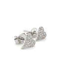 Silver Pavé Cubic Zirconia Heart Earrings