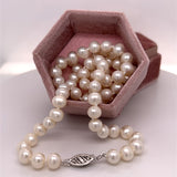 White Gold 6mm Freshwater Pearl Necklace 18"