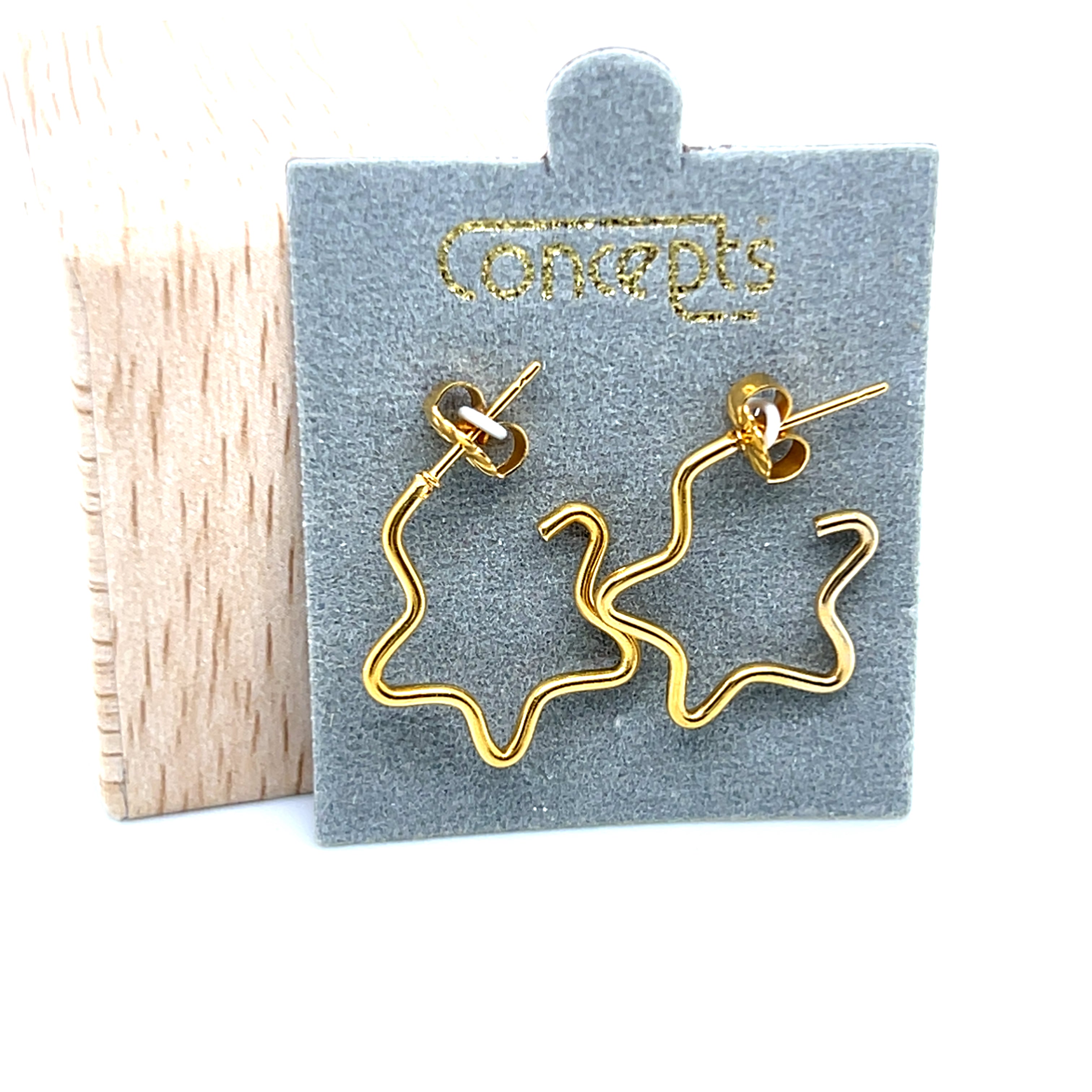 Concepts Gold-Tone Star Hoop Allergy Free Earrings