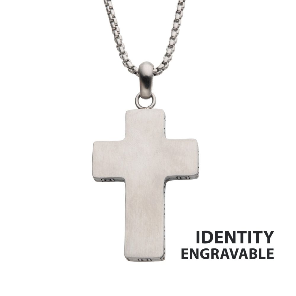 Men's Stainless Steel Engravable Cross Pendant