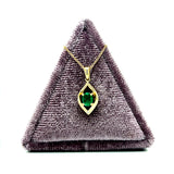 14K Yellow Gold 0.25CT 4x5mm Oval Emerald and 0.007CT (1) Diamond Pear-Shaped Pendant