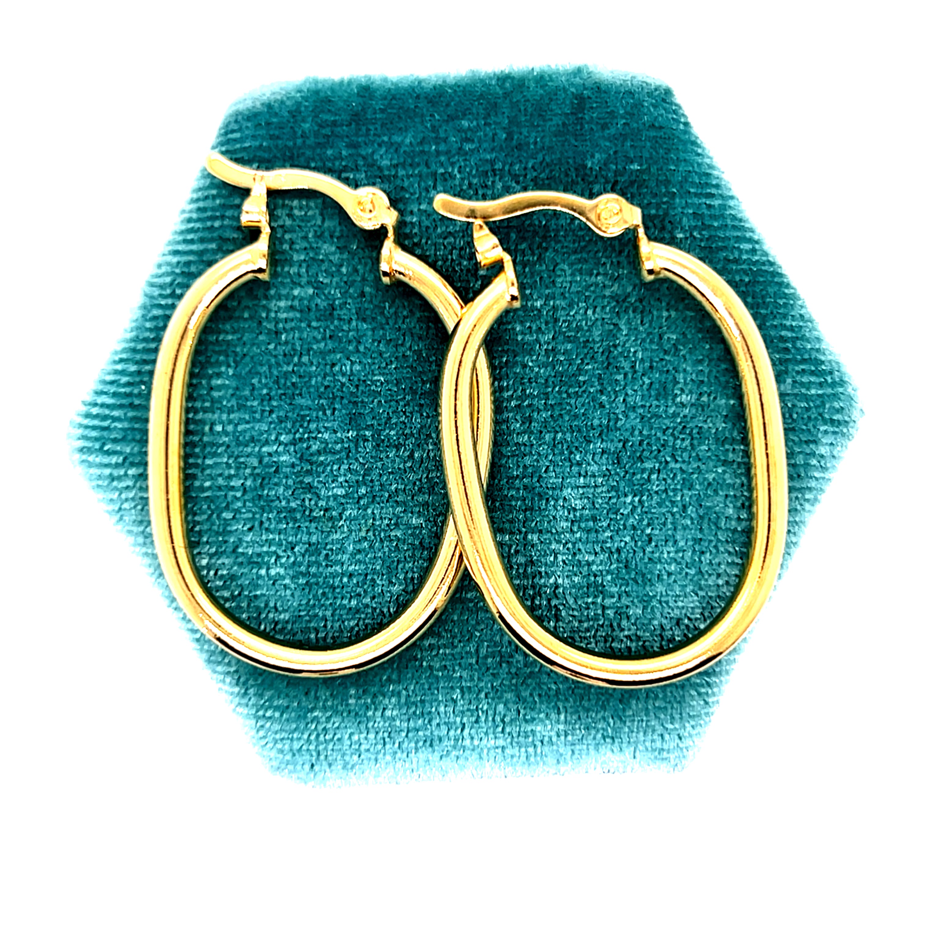 18K Gold-Filled (29mm H x 23mm W) Plain Oval Tube Hoop Earrings