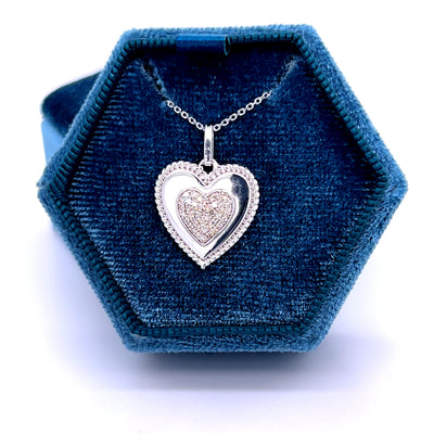 Silver Diamond Heart Necklace