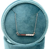 14K White Gold 0.15 Carat Total Weight Diamond Bar 4 Stone Pendant