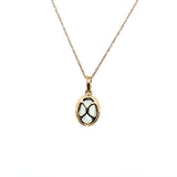 14K Yellow Gold Oval Aquamarine and Diamond Pendant