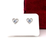 Sterling Silver March Birthstone Earrings with Open Heart Design, Little Girl Jewelry