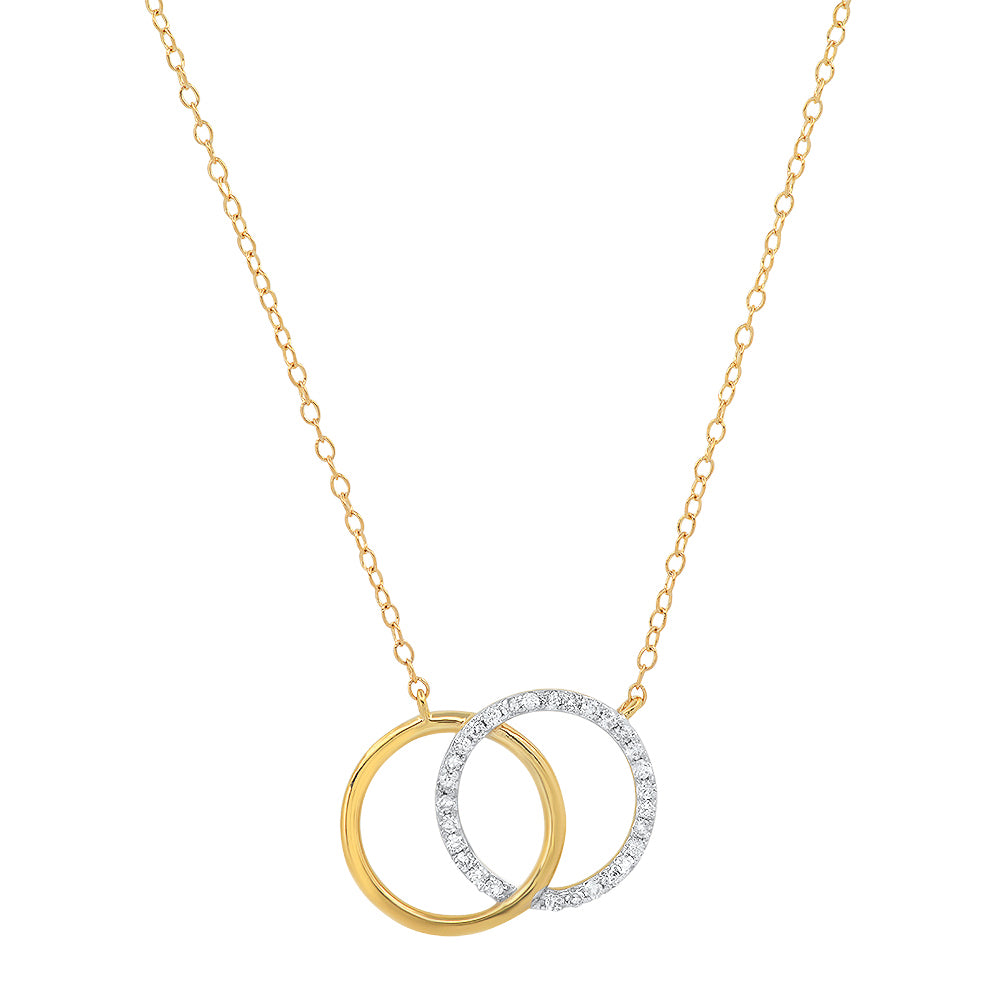 10K Yellow Gold .10 Carat Total Weight Diamond Interlocking Circles Necklace
