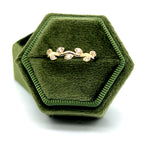 14K Yellow Gold 0.14 Carat Total Weight Diamond Wedding/Anniversary/ Stackable Leaf Band