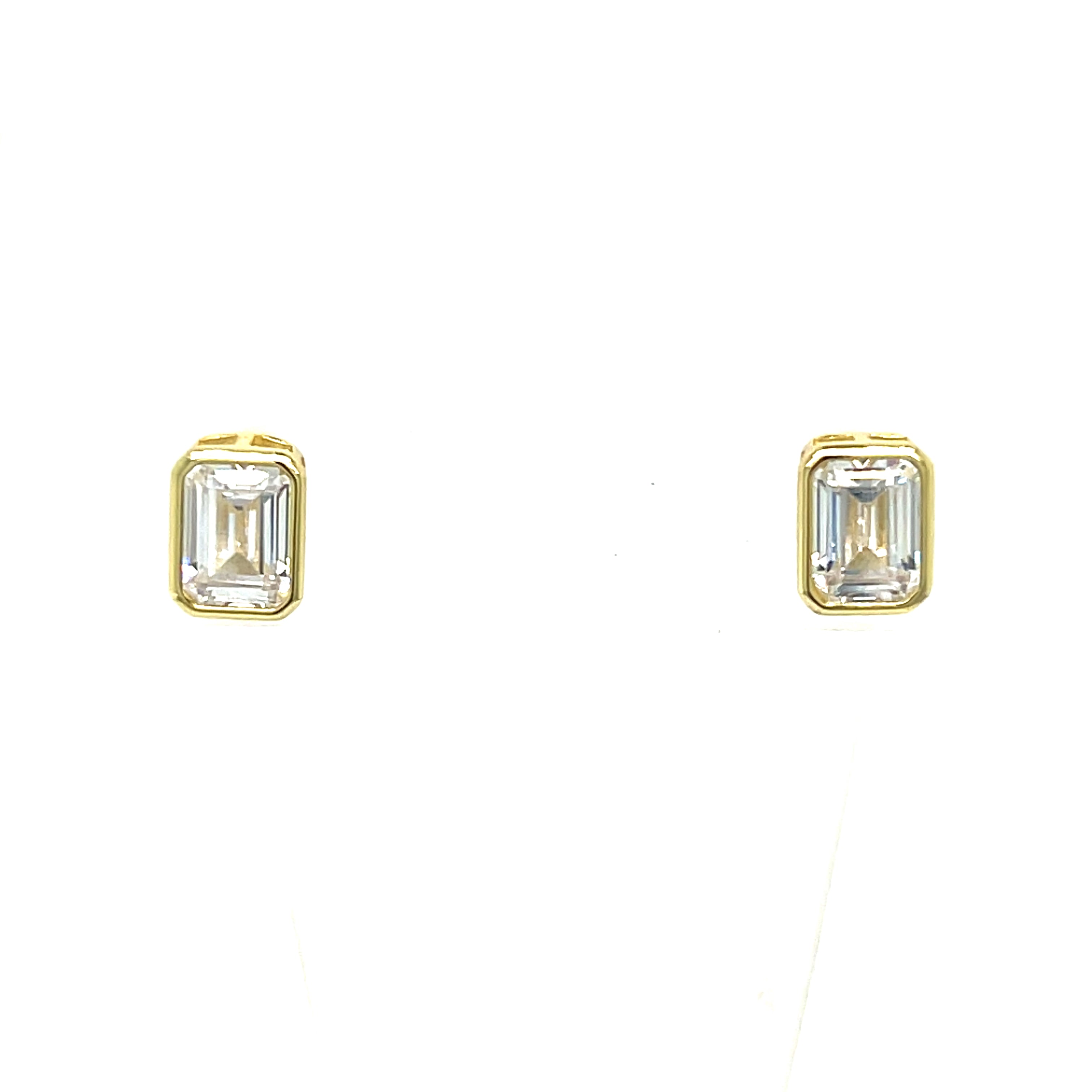 Sterling Silver Gold Plate Rectangle Cubic Zirconia Earrings BLACK FRIDAY 2025