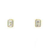 Sterling Silver Gold Plate Rectangle Cubic Zirconia Earrings BLACK FRIDAY 2025