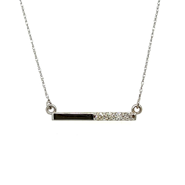 14K White Gold 0.15 Carat Total Weight Diamond Bar 4 Stone Pendant