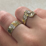 Yellow and White Gold Diamond Vintage Estate Engagement Ring