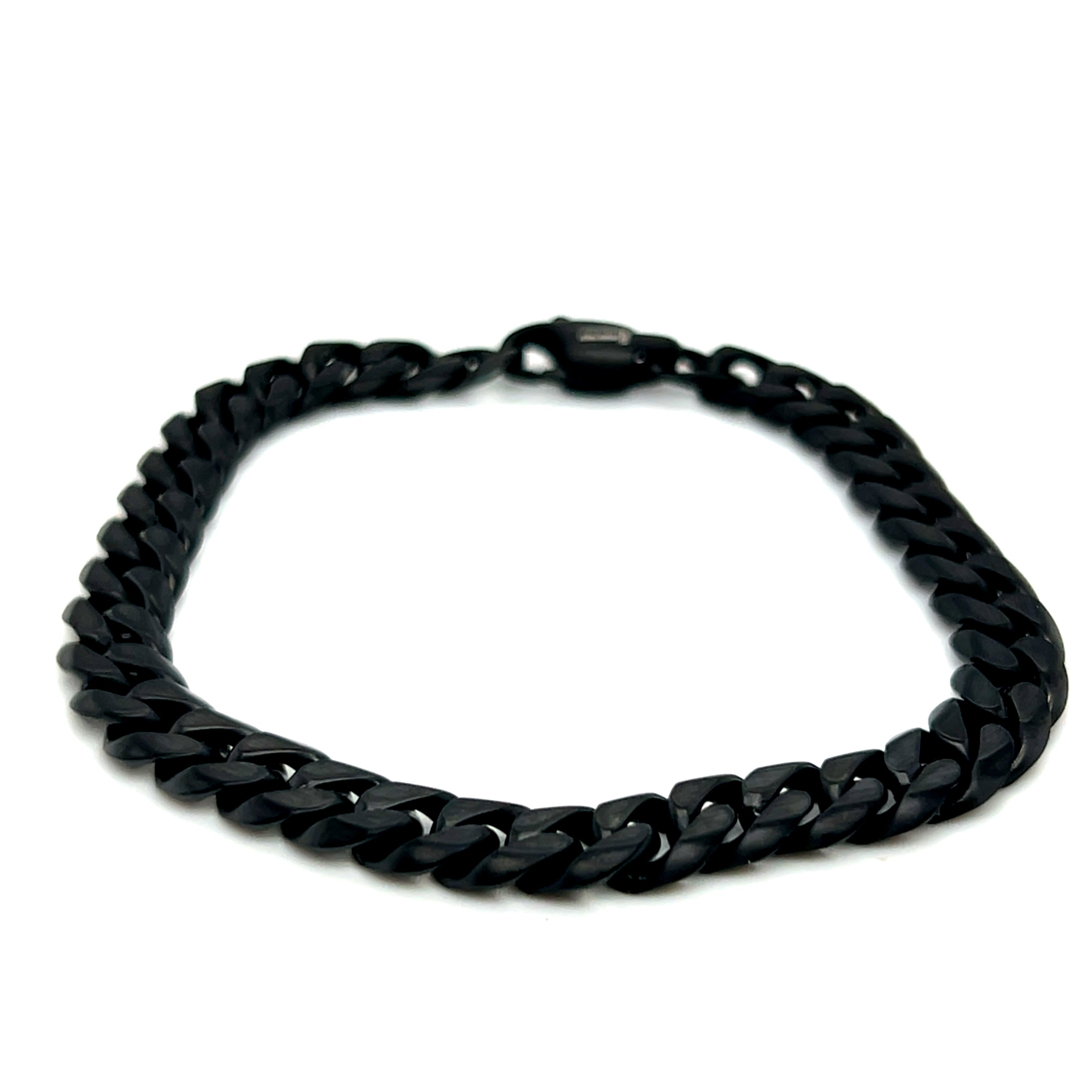 Stainless Steel Black-IP Matte 7.7mm Curb Link Bracelet 8"