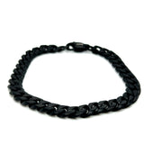 Stainless Steel Black-IP Matte 7.7mm Curb Link Bracelet 8"