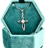 Sterling Silver Open Cross with Clear Cubic Zirconia Center
