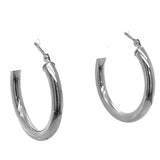 10K White Gold 3mm x 25mm Tubular Hoop Earrings