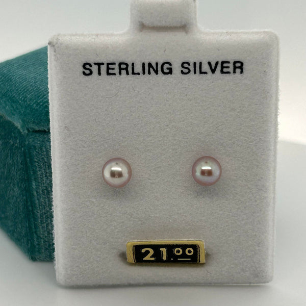 Sterling Silver 5mm Violet Pearl Earrings