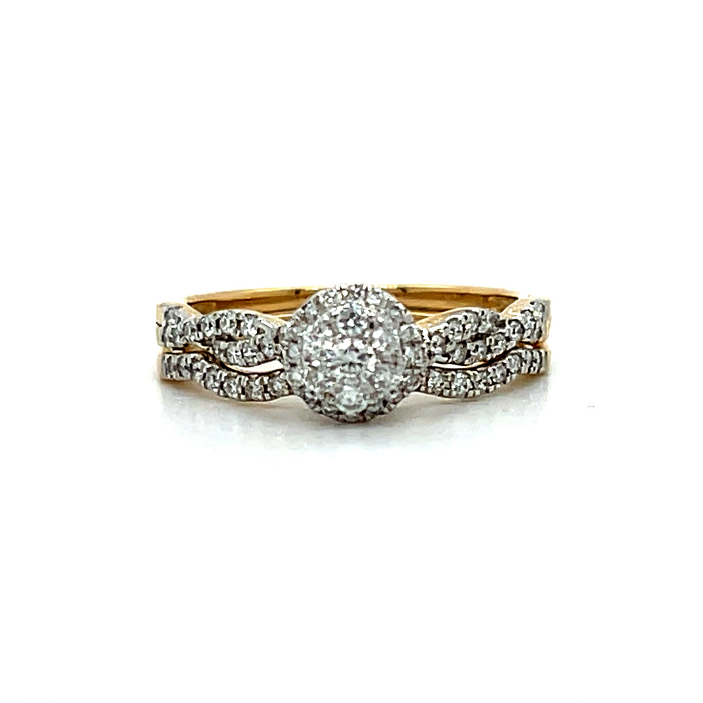 "Flora"10K Yellow Gold 1/2 CT Diamond Bridal Set