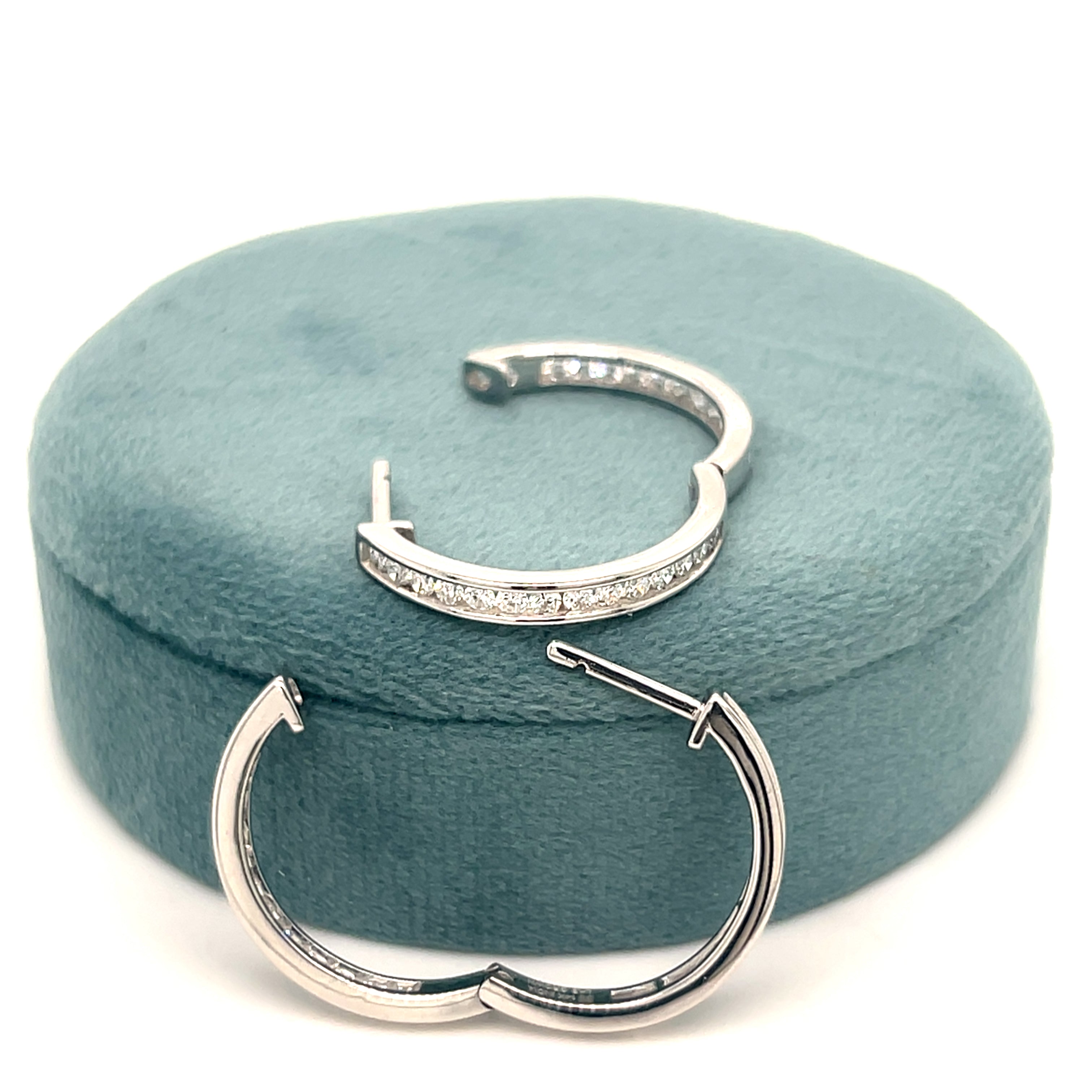 White Gold Lab Grown Diamond Inside-Outside Channel Set Hoop Earrings