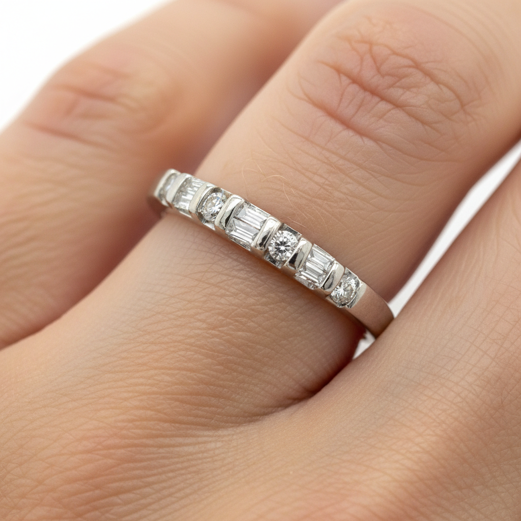 "River 1" 14K White Gold 0.25CTW Diamond Band Ring Estate