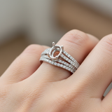 "Celine" 14K White Gold 3/8 Carat Total Weight Diamond Engagement Wedding Set Semi Mount Estate OTT