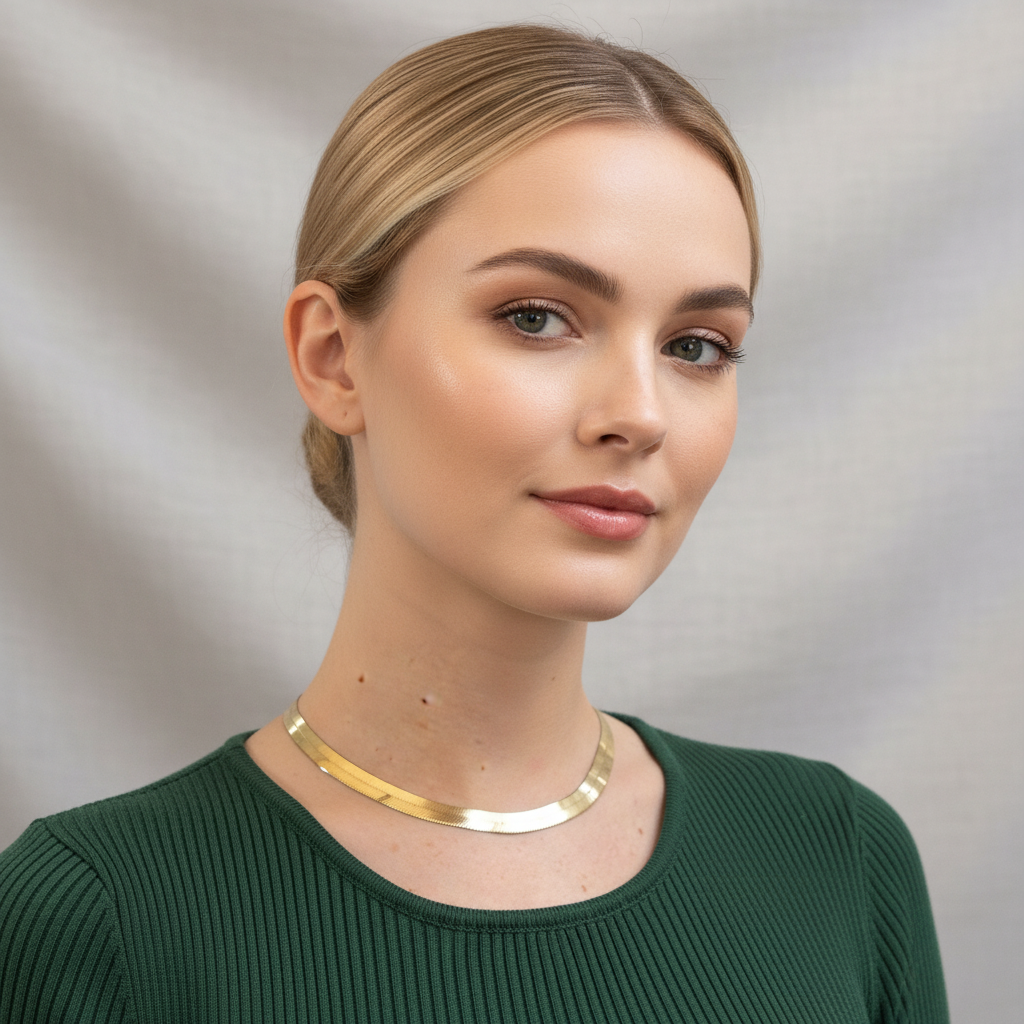 "She" 10K Yellow Gold 17g 8mm Herringbone Chain Necklace 16" PPWBY1125 Estate