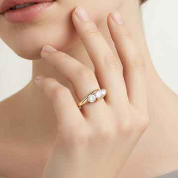 "The One" 14K Yellow Gold 1.00CTW Three-Stone Diamond Engagement Ring (0.40CT Center)