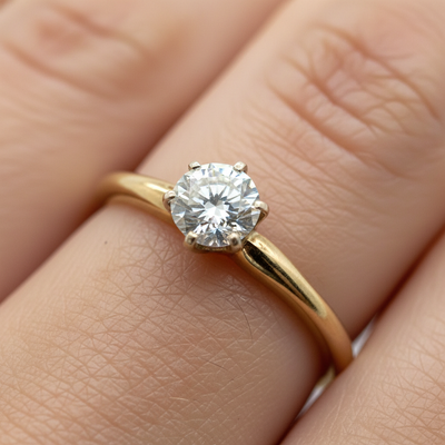 "Lorni" 14K Two-Tone Gold 0.50CT Round Diamond Solitaire Engagement Ring – Estate