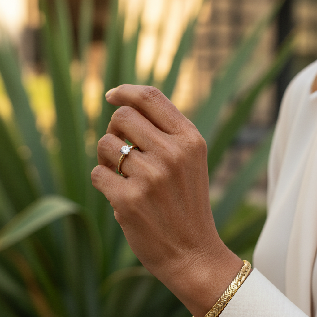 "Lorni" 14K Two-Tone Gold 0.50CT Round Diamond Solitaire Engagement Ring – Estate