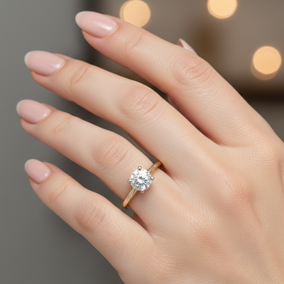 "Feo" 14K Yellow & White Gold 0.80CT Round Diamond Solitaire Engagement Ring – Estate