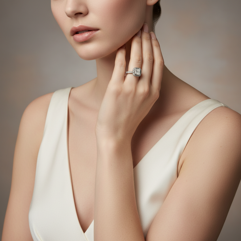 "Igraine" Platinum 1.00CT Princess Cut F Color, SI3 Diamond Engagement Ring Estate