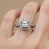 "Igraine" Platinum 1.00CT Princess Cut F Color, SI3 Diamond Engagement Ring Estate