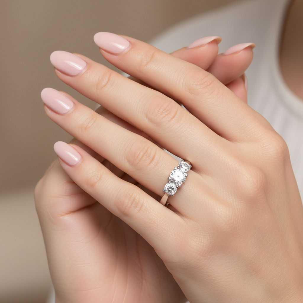 "Notre-Dame" 14K White Gold 0.93 Carat Total Weight Diamond 3-Stone Bridal/Engagement/Wedding/Anniversary Ring Estate PZXOTY225