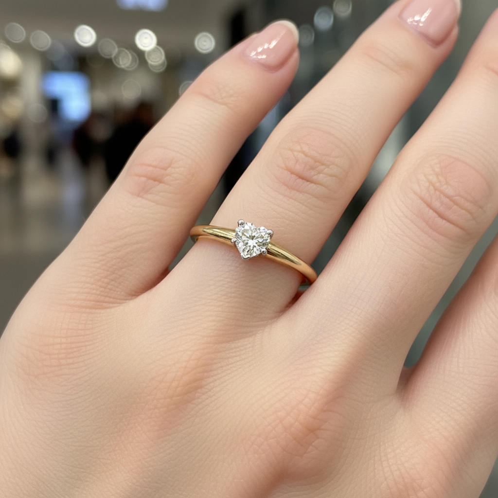 "Harriet" 14K Yellow and White Gold .26CT Heart Diamond Solitaire Engagement Ring a part of our Estate Collection