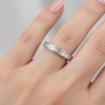 "LeeAnn" 14K White Gold 0.42 Carat Total Weight Diamond Channel Set Wedding/Anniversary/Stackable Band Estate OTO225PA