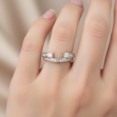 "Linnett" 14K White Gold 0.65 Carat Total Weight Diamond Enhancer Wedding Band Estate BTT1124